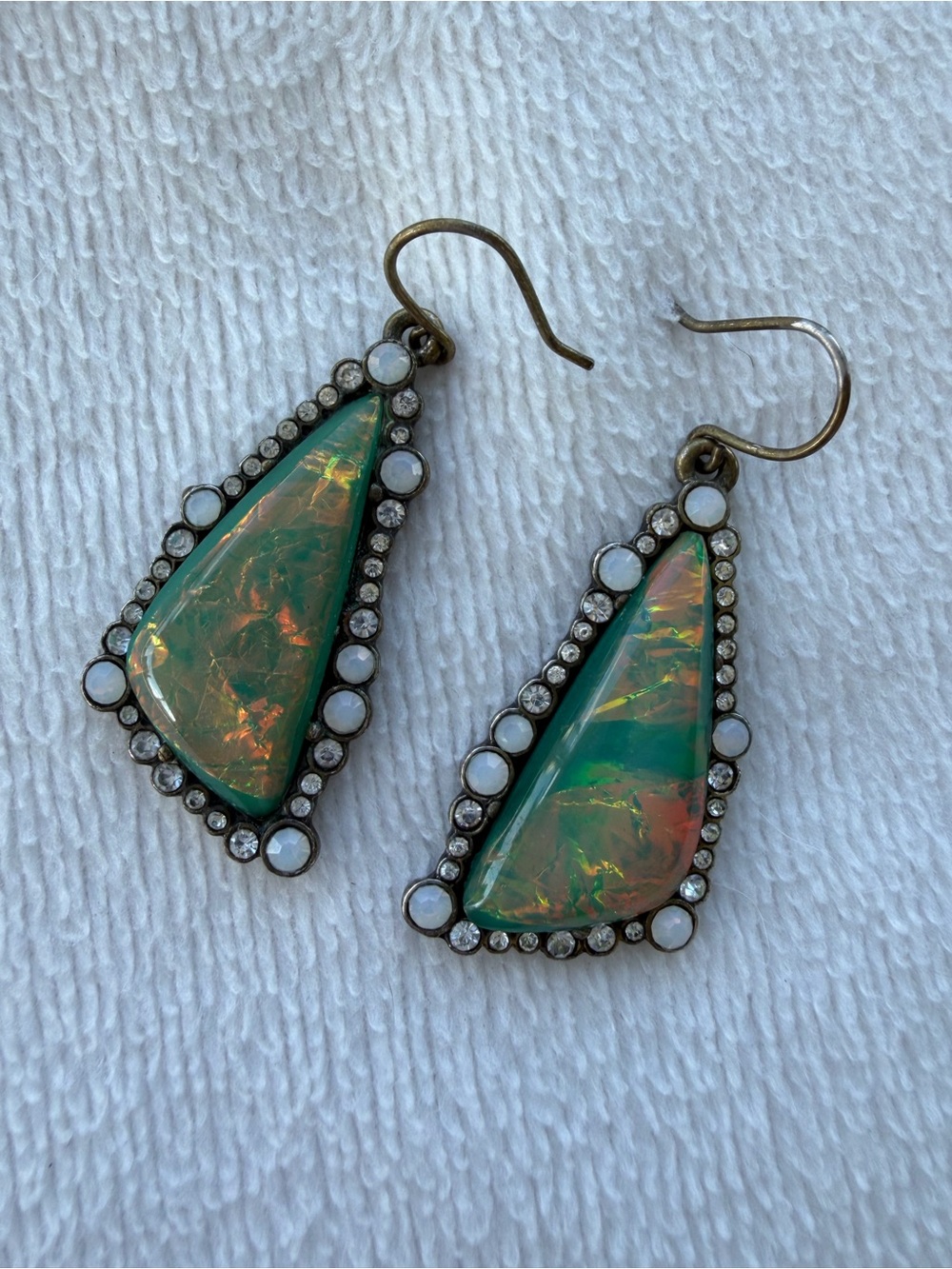 Chloe + Isabel Bora Bora Iridescent Green Opal Drop Earrings with White Accents